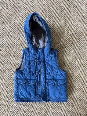 GAP Blue Quilted Hooded Kids Vest